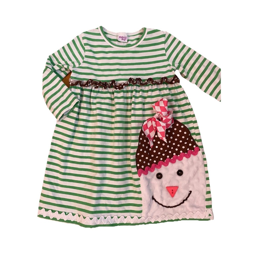 Mallory May Dress Sz 2‎ Snowman Green Christmas